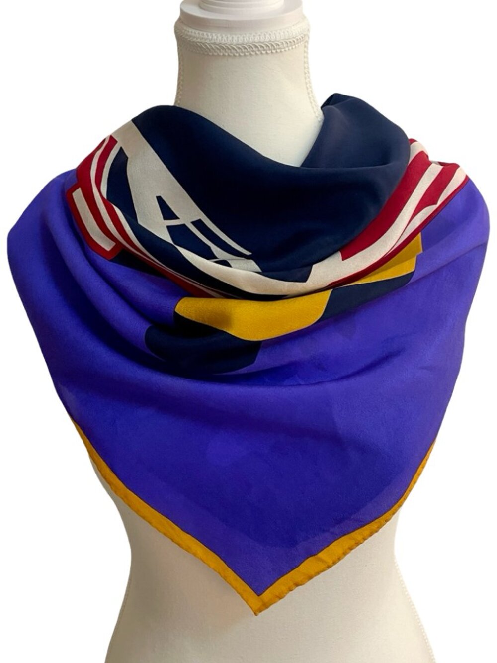 Liz Claiborne 100% Silk Abstract Graphic Scarf 30 x 30 Made in Japan 🇯🇵